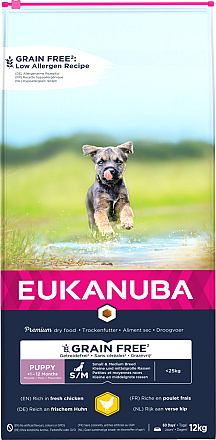 Eukanuba Hondenvoer Puppy S/M GrainFree Chicken 12 kg