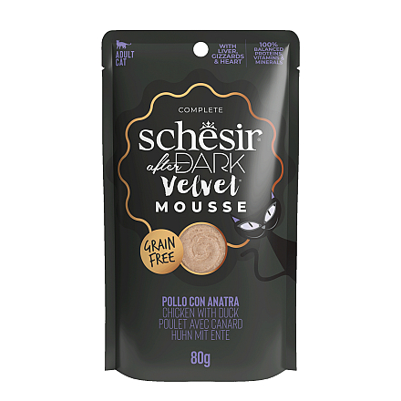 Schesir Kattenvoer After Dark Velvet Kip & Eend Mousse 80 gr