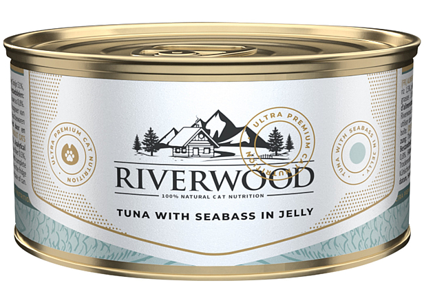 Riverwood kattenvoer Tuna with Seabass in Jelly 85 gr